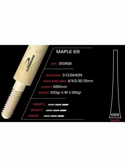 Ngọn Cơ Bida 3 Băng - Longoni Maple E69 - WJ