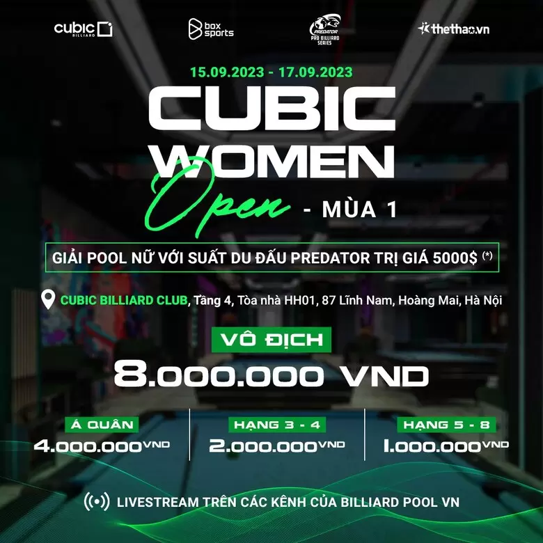Cubic Women Open mùa 1 mở đăng ký: Cơ hội cho nữ VĐV Việt Nam du đấu ...