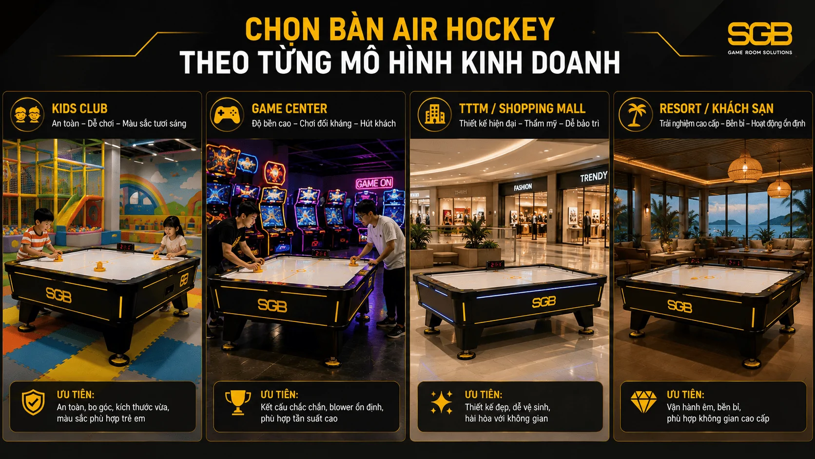 B&agrave;n Air Hockey cho c&aacute;c m&ocirc; h&igrave;nh khu vui chơi