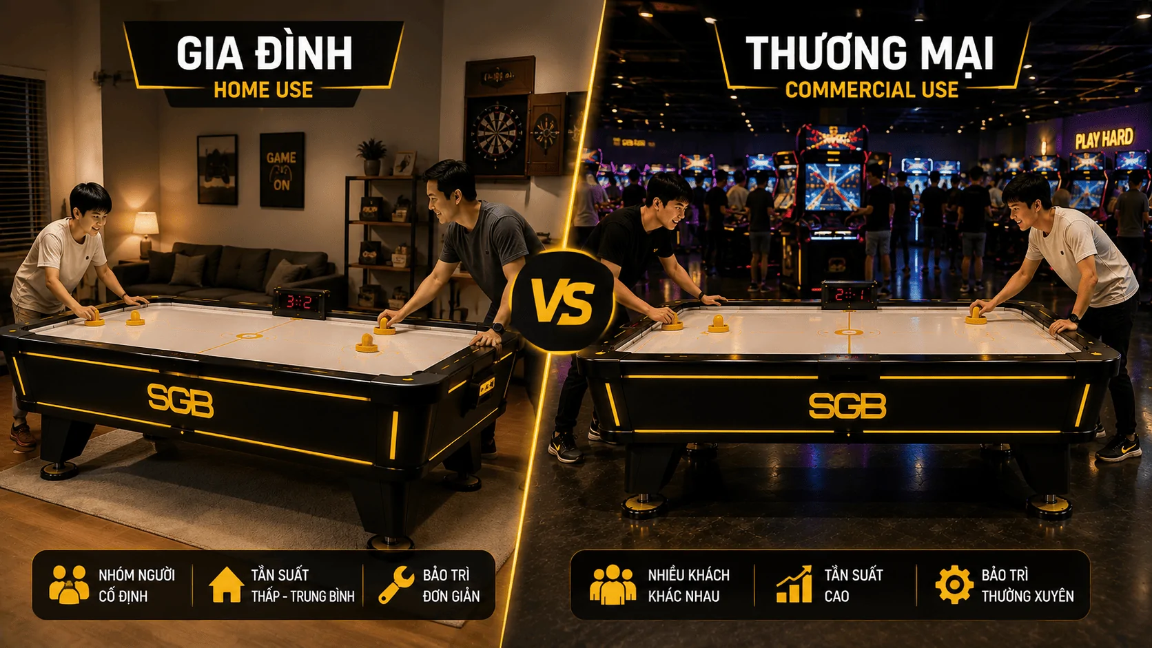B&agrave;n Air Hockey gia đ&igrave;nh v&agrave; thương mại