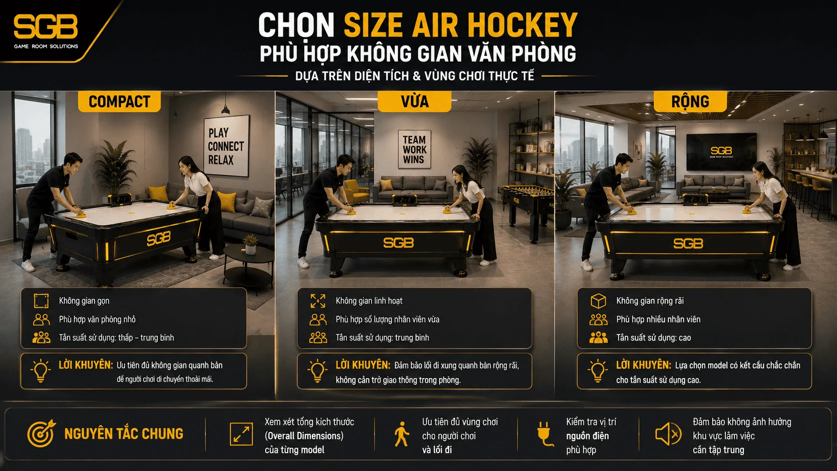 Chọn k&iacute;ch thước b&agrave;n Air Hockey cho văn ph&ograve;ng