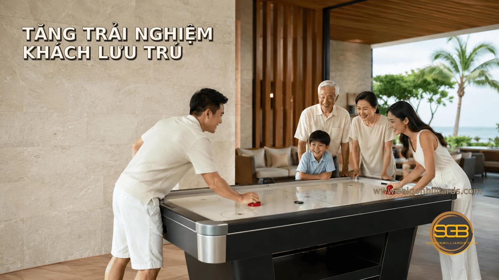 air hockey tăng trải nghiệm cho kh&aacute;ch lưu tr&uacute;