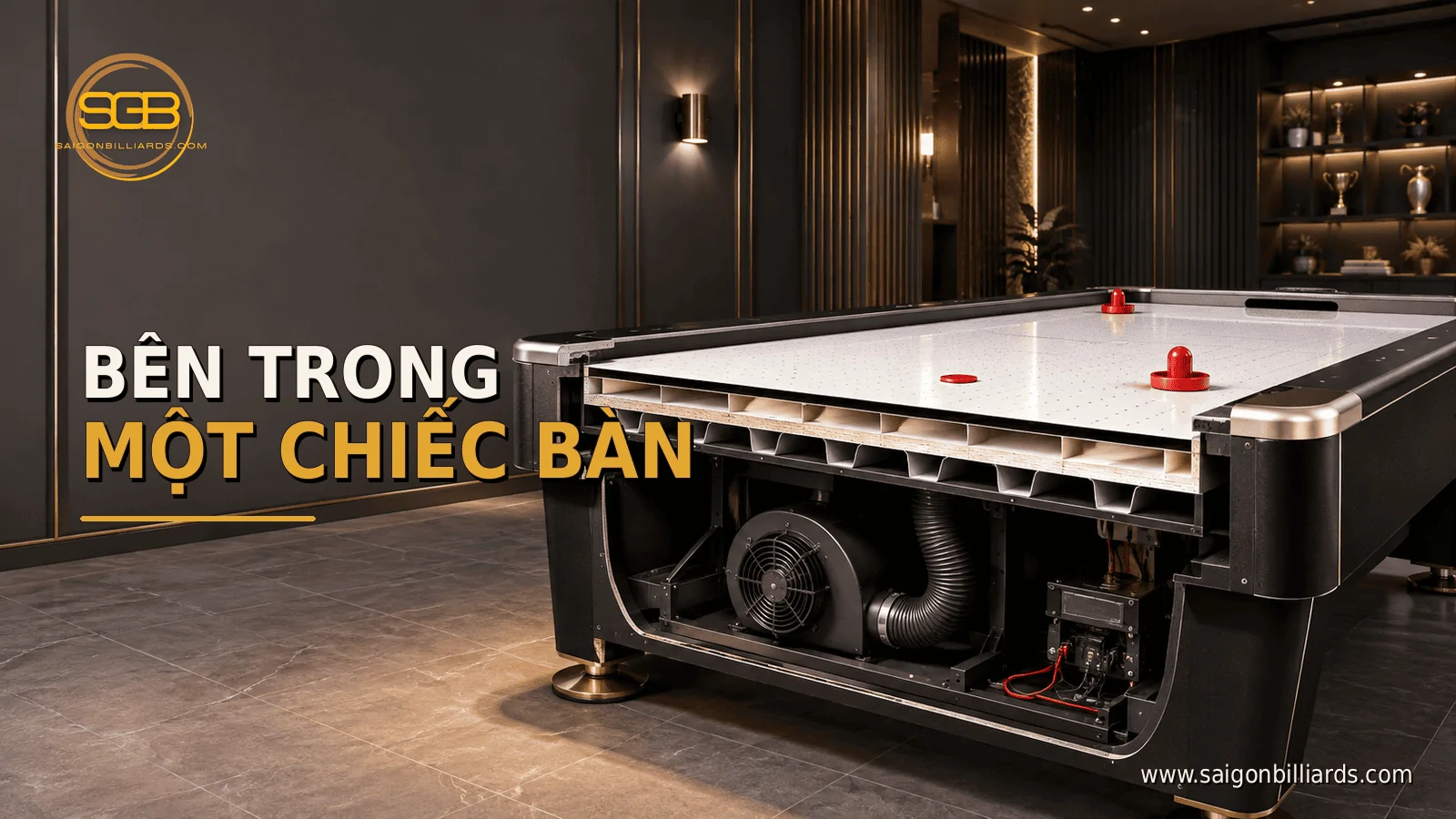 cấu tạo b&agrave;n air hockey gồm những bộ phận n&agrave;o