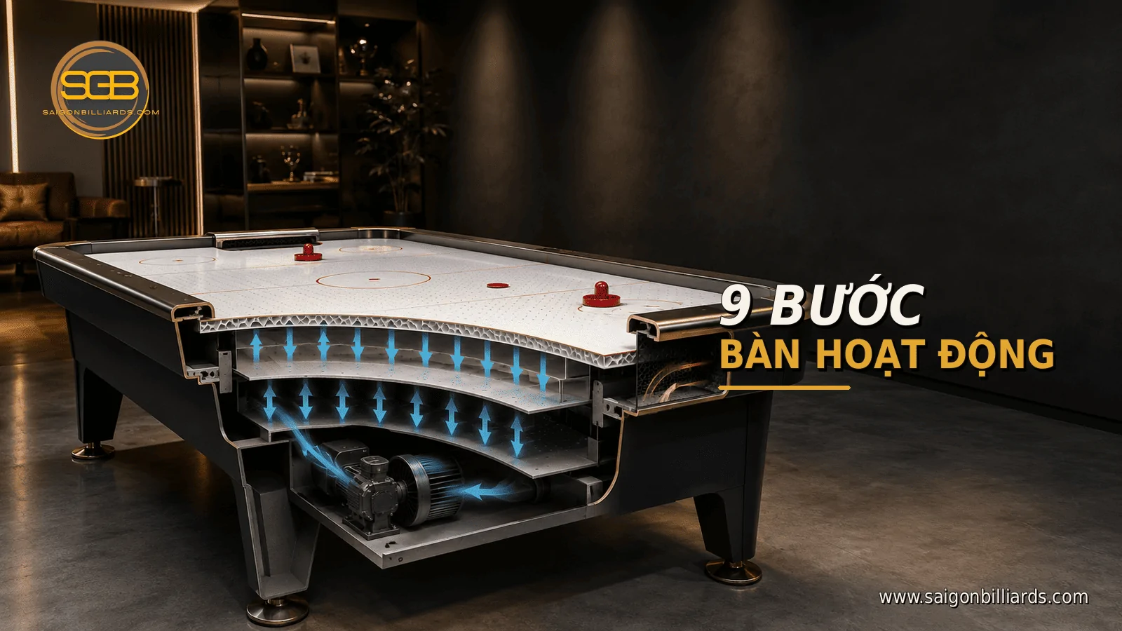 nguyen ly hoat dong cua ban air hockey theo tung buoc