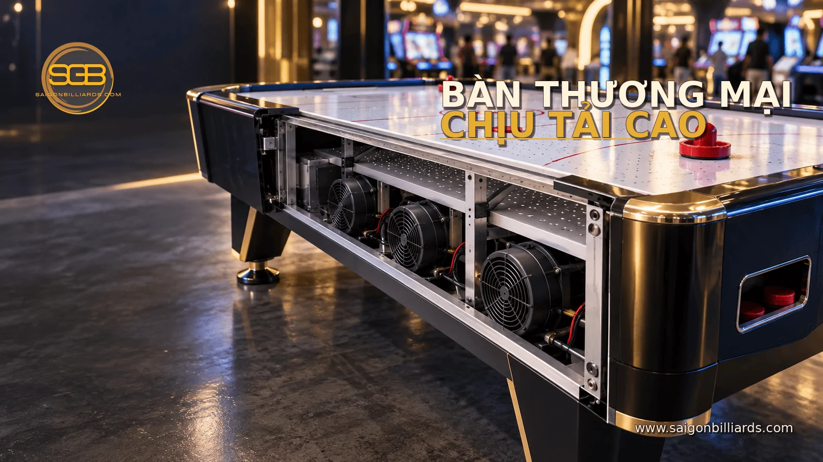 cấu tạo b&agrave;n air hockey thương mại bền chắc cho cường độ cao