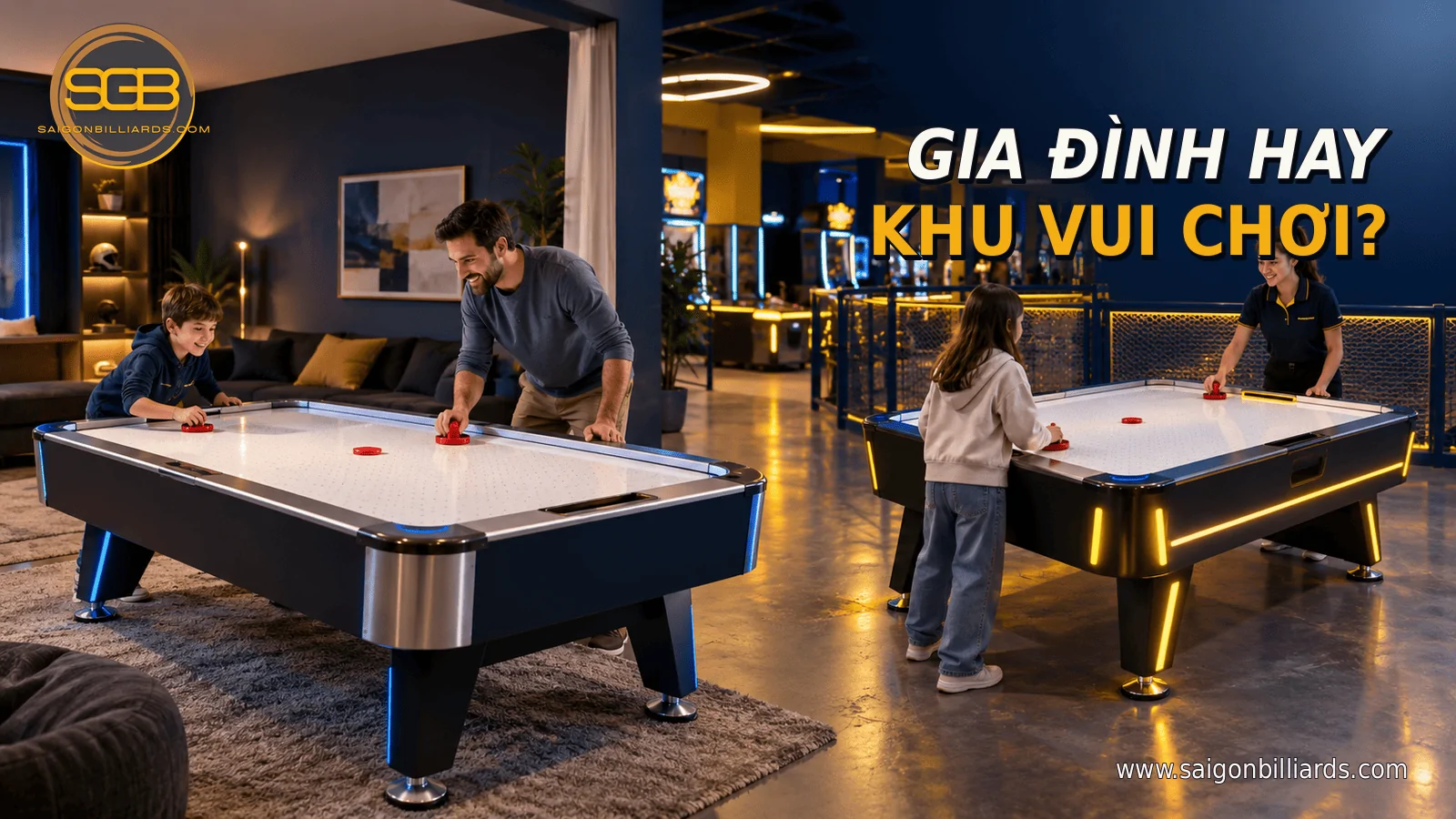 b&agrave;n air hockey cho trẻ em tại gia đ&igrave;nh v&agrave; khu vui chơi