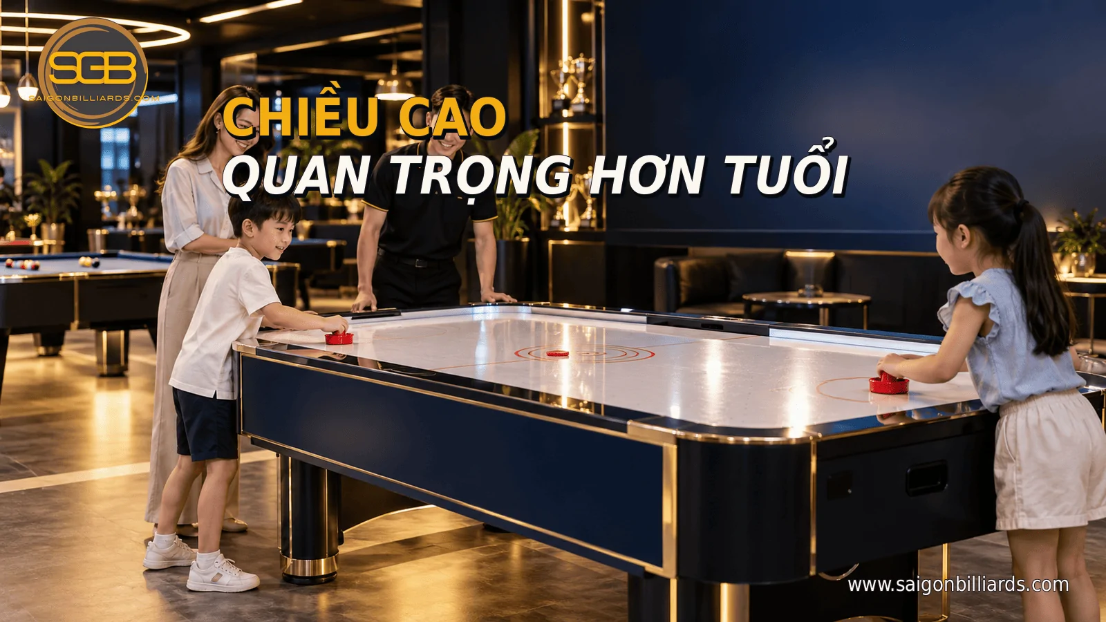 chọn chiều cao b&agrave;n air hockey cho trẻ đứng v&agrave; điều khiển thoải m&aacute;i