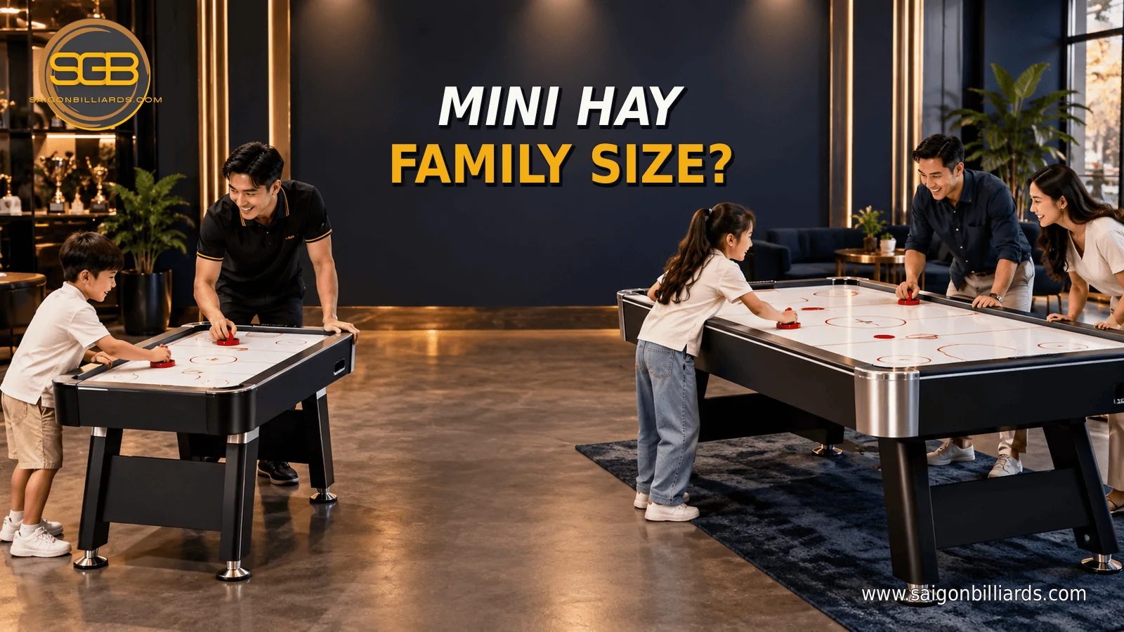 so s&aacute;nh b&agrave;n air hockey mini v&agrave; family size cho trẻ em