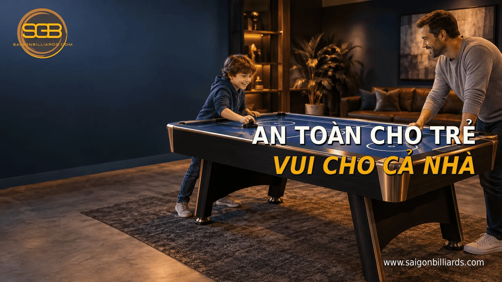 b&agrave;n air hockey cho trẻ em v&agrave; người lớn c&ugrave;ng sử dụng
