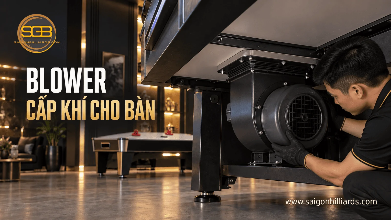 blower b&agrave;n air hockey gắn dưới khoang kh&iacute; trong khu vực kỹ thuật