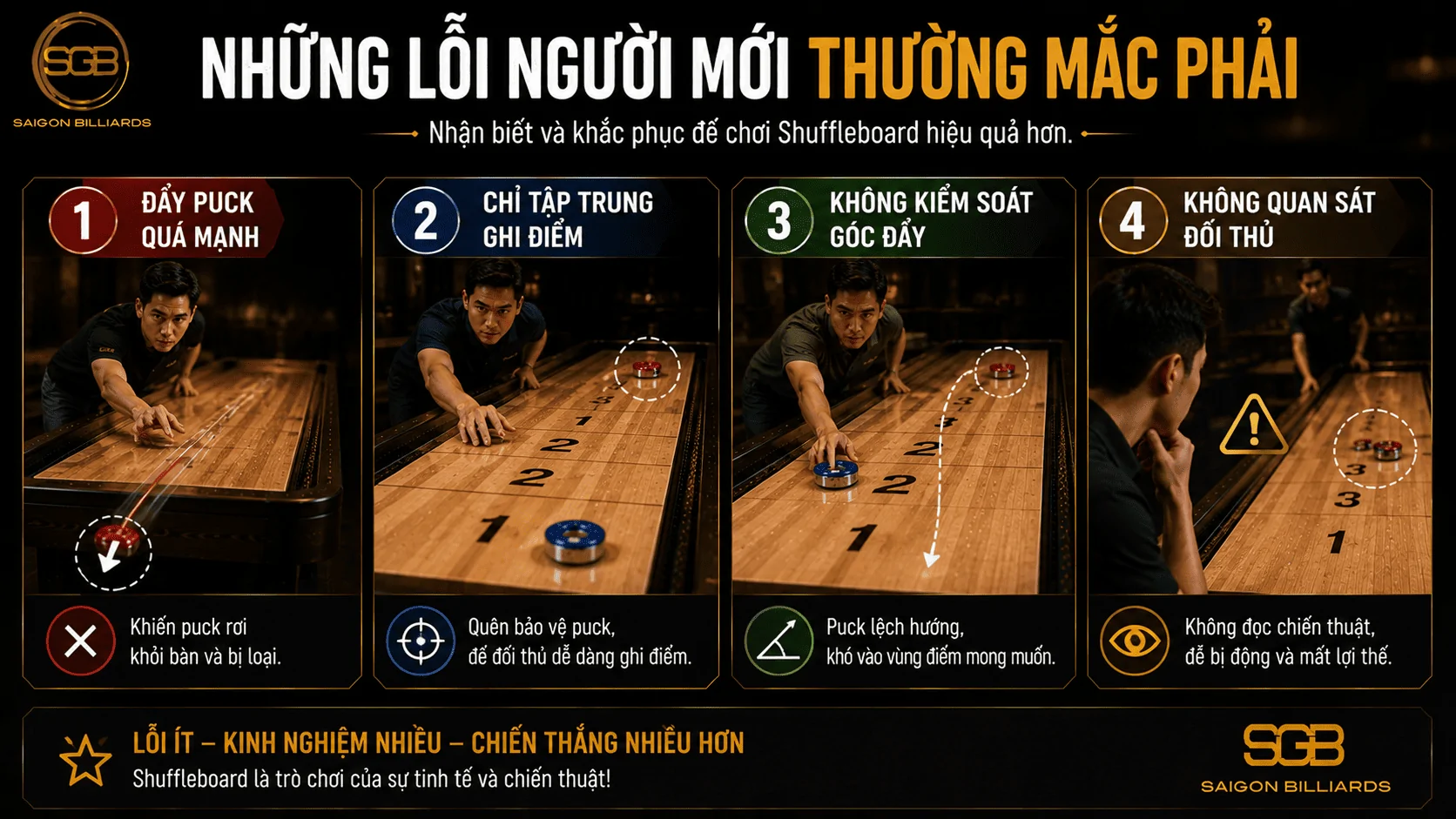 Những lỗi người mới thường mắc khi chơi Shuffleboard