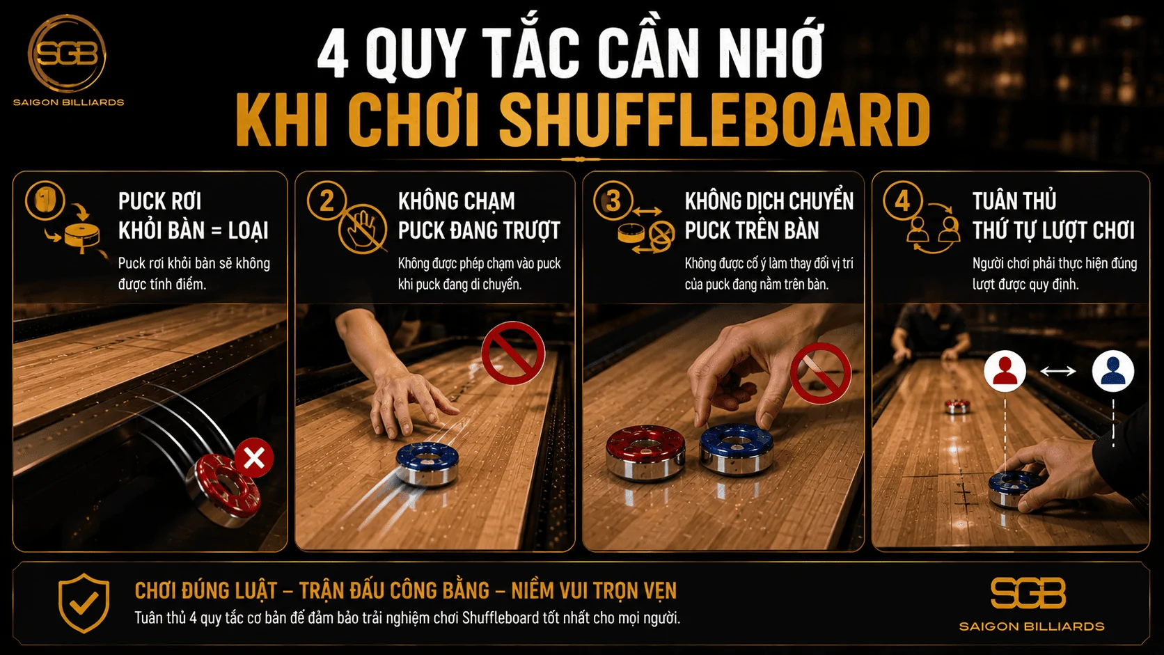Những quy tắc quan trọng khi chơi Shuffleboard