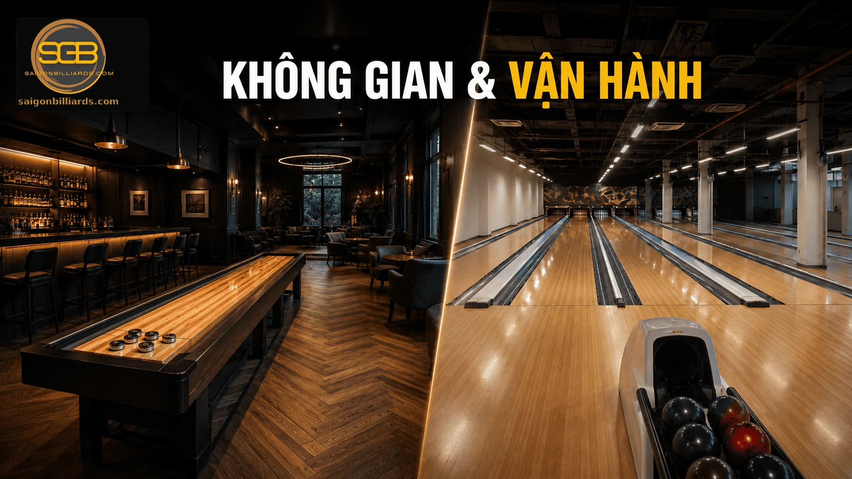 So s&aacute;nh kh&ocirc;ng gian v&agrave; vận h&agrave;nh Shuffleboard với Bowling