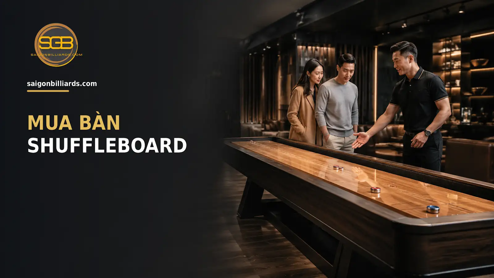 Mua Bàn Shuffleboard khách hàng trao đổi nhu cầu sử dụng trước khi chọn bàn shuffleboard