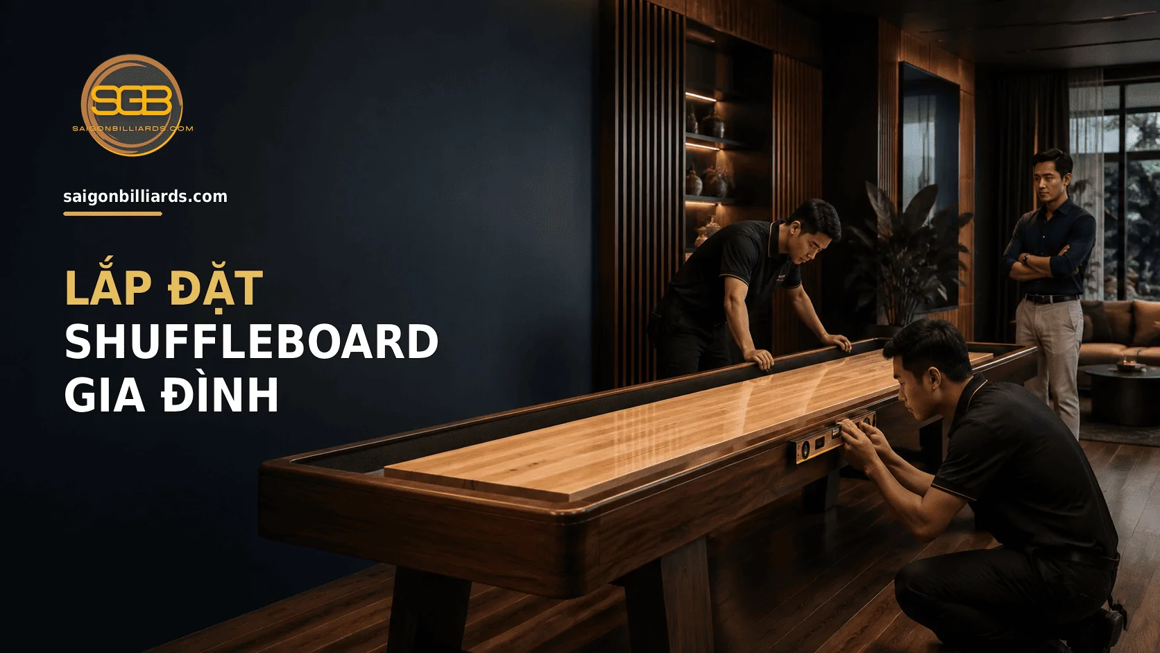 kỹ thuật vi&ecirc;n c&acirc;n chỉnh b&agrave;n shuffleboard tại ph&ograve;ng giải tr&iacute; gia đ&igrave;nh