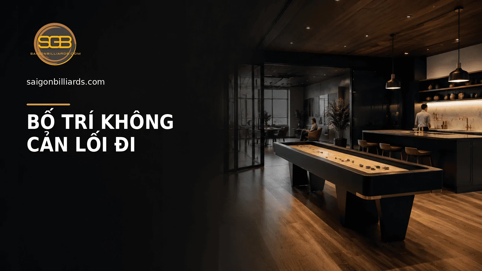 b&agrave;n shuffleboard được bố tr&iacute; gọn trong khu pantry văn ph&ograve;ng