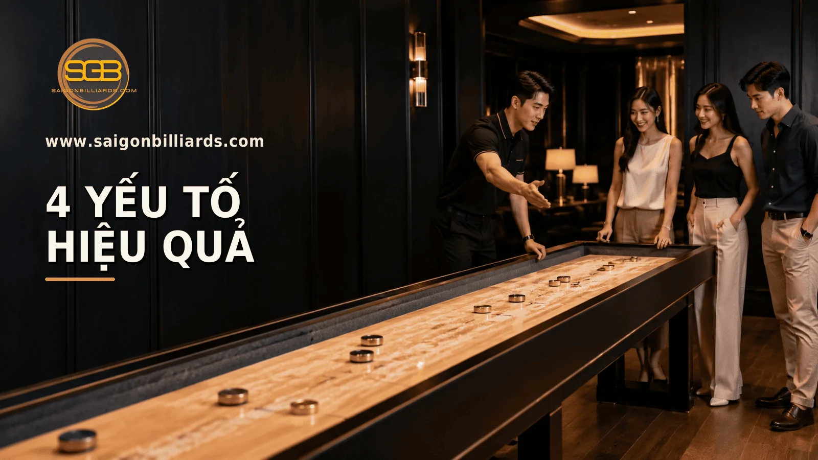 b&agrave;n shuffleboard đặt ở vị tr&iacute; dễ tiếp cận trong qu&aacute;n