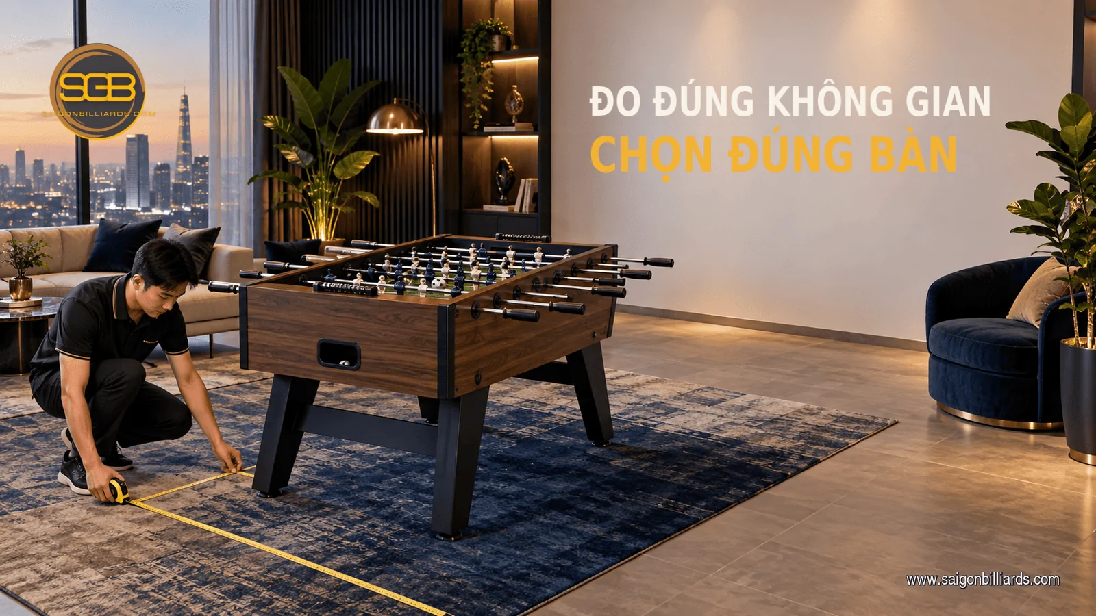 đo kh&ocirc;ng gian để chọn b&agrave;n bi lắc ph&ugrave; hợp tại TP.HCM
