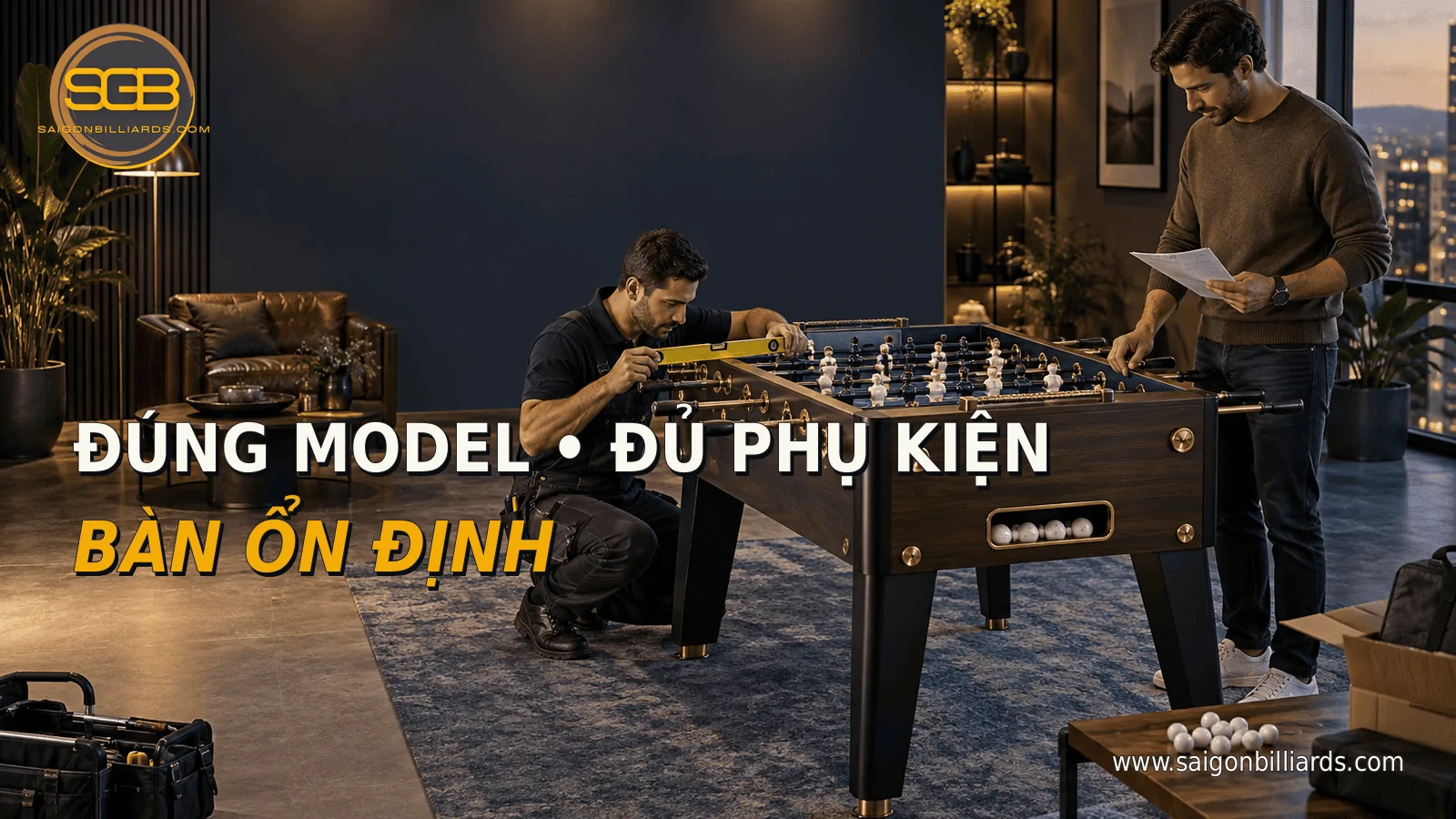 nghiệm thu b&agrave;n bi lắc khi giao lắp v&agrave; kiểm tra phụ kiện