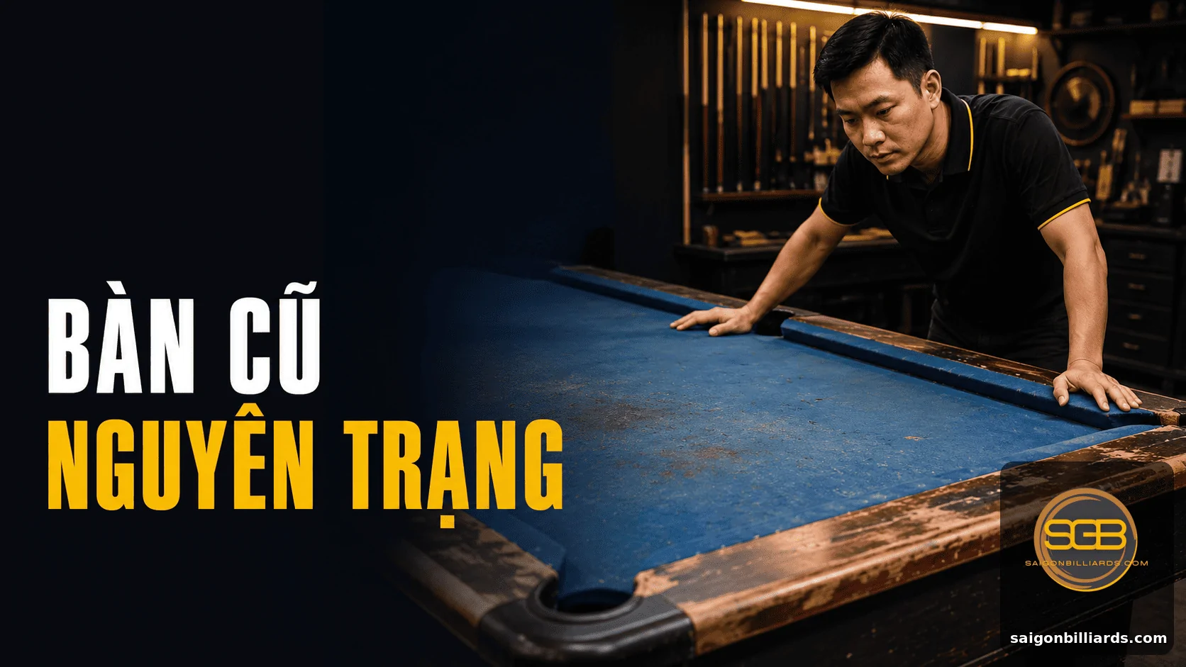 b&agrave;n bida cũ nguy&ecirc;n trạng
