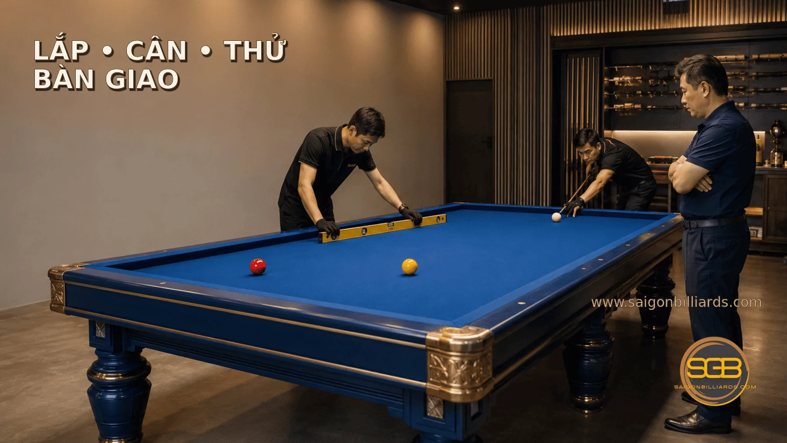 kỹ thuật vi&ecirc;n c&acirc;n chỉnh v&agrave; thử b&agrave;n bida sau t&acirc;n trang