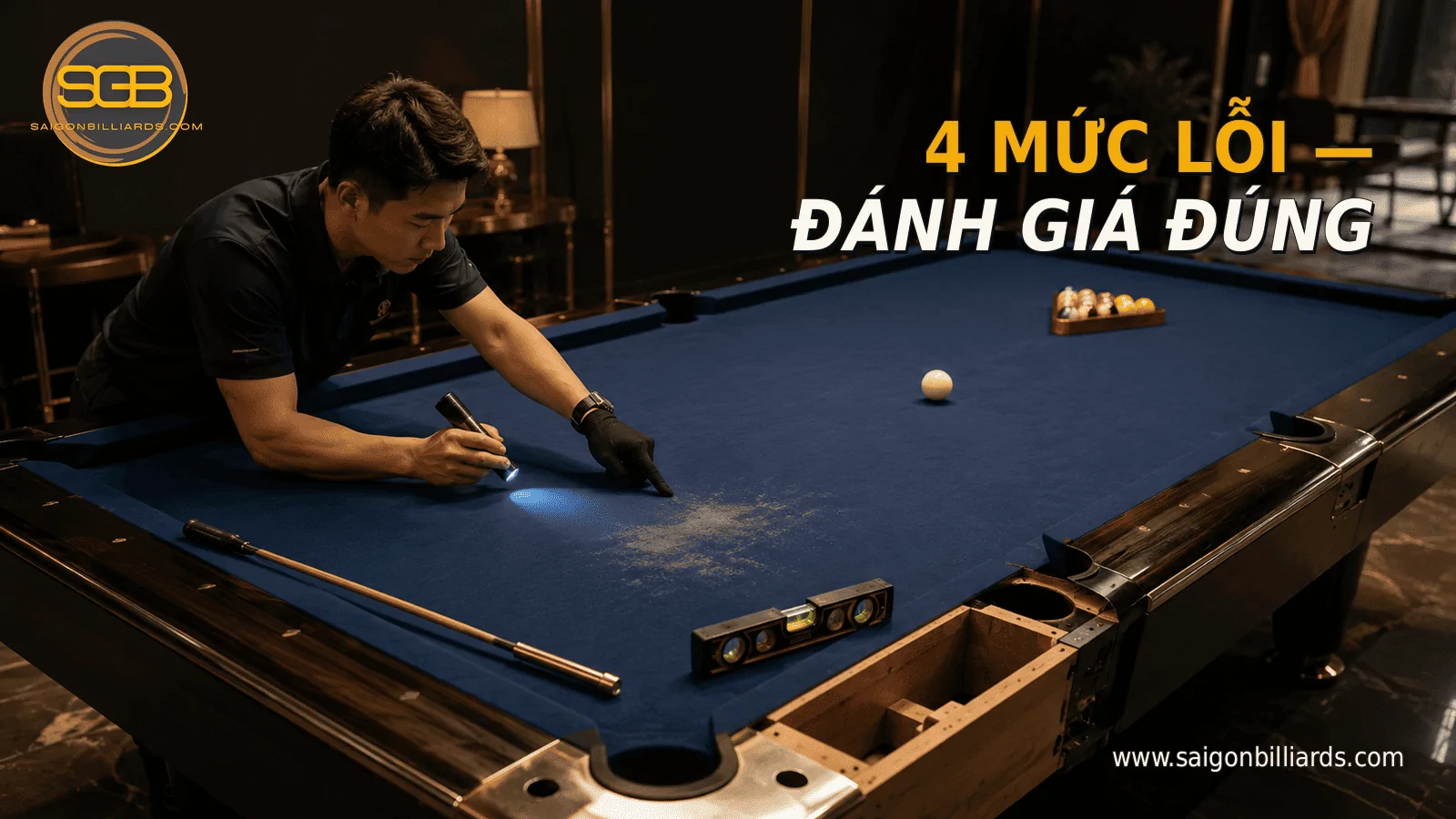 bốn mức lỗi b&agrave;n bida cũ từ hao m&ograve;n đến kết cấu