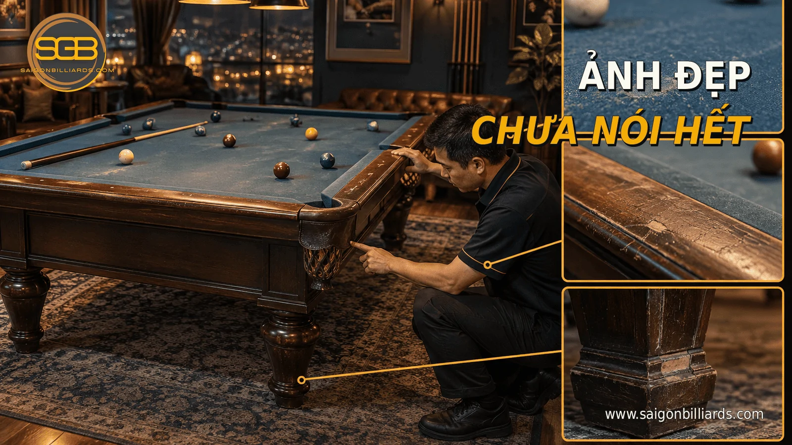 rủi ro mua b&agrave;n bida cũ online khi ảnh kh&ocirc;ng phản &aacute;nh lỗi kỹ thuật