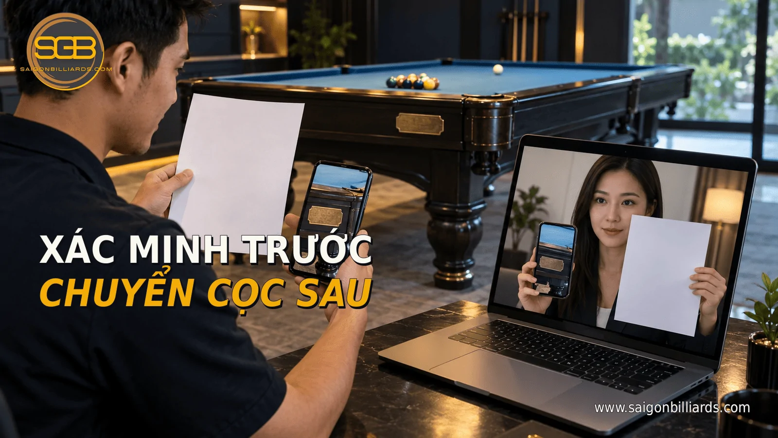 x&aacute;c minh người b&aacute;n v&agrave; thỏa thuận khi mua b&agrave;n bida cũ online