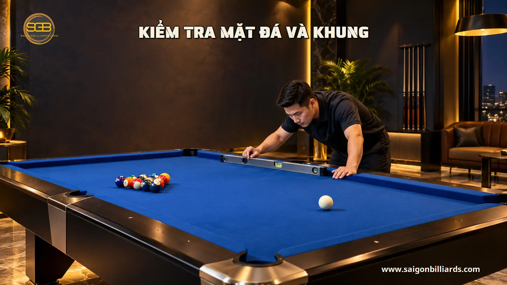 kiểm tra mặt đ&aacute; v&agrave; khung trong b&agrave;i trọng lượng b&agrave;n bida
