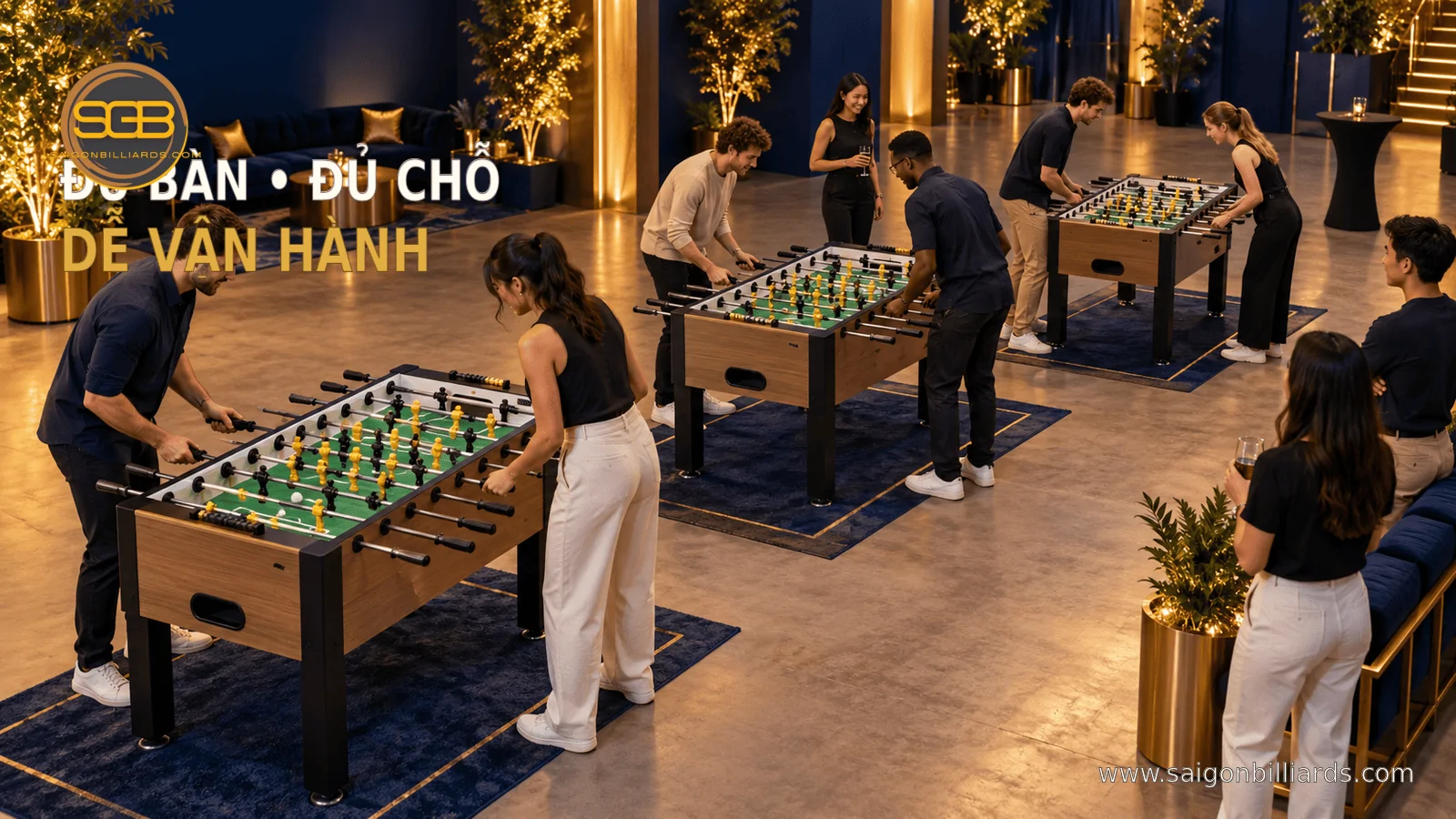 bố tr&iacute; b&agrave;n bi lắc sự kiện với lối đi v&agrave; khoảng chơi an to&agrave;n
