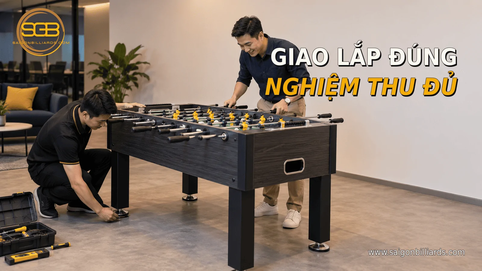 giao lắp v&agrave; nghiệm thu b&agrave;n bi lắc thu&ecirc; tại văn ph&ograve;ng