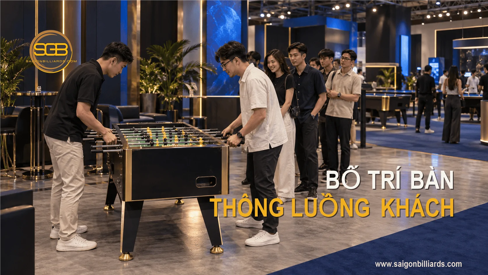 bố tr&iacute; b&agrave;n bi lắc trong gian h&agrave;ng hội chợ kh&ocirc;ng chắn lối