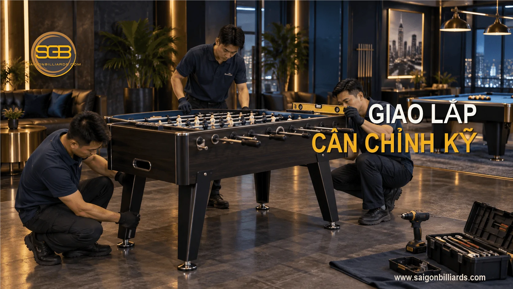 giao lắp b&agrave;n bi lắc thu&ecirc; đ&uacute;ng kỹ thuật