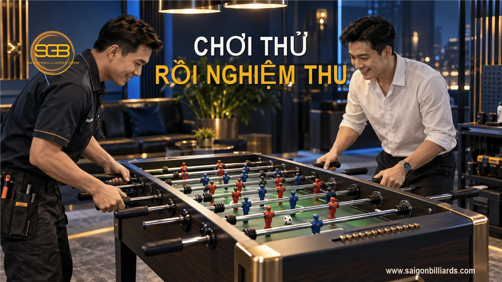 nghiệm thu b&agrave;n bi lắc trước khi nhận thu&ecirc;