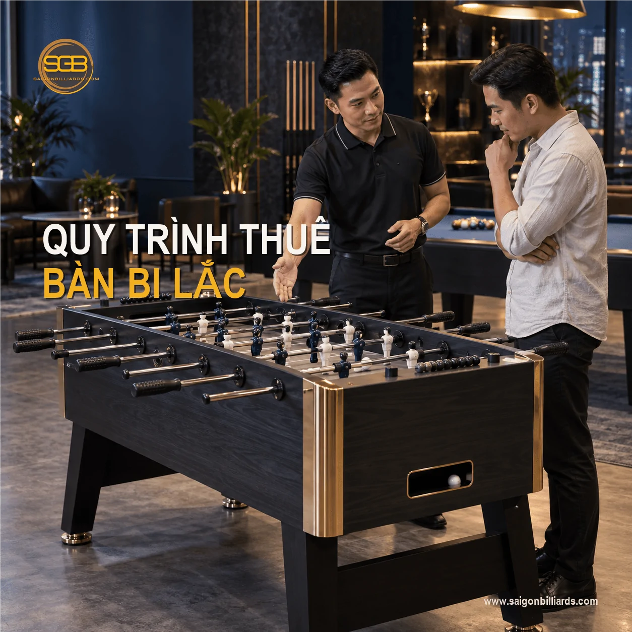 quy tr&igrave;nh thu&ecirc; b&agrave;n bi lắc từ tư vấn đến giao lắp