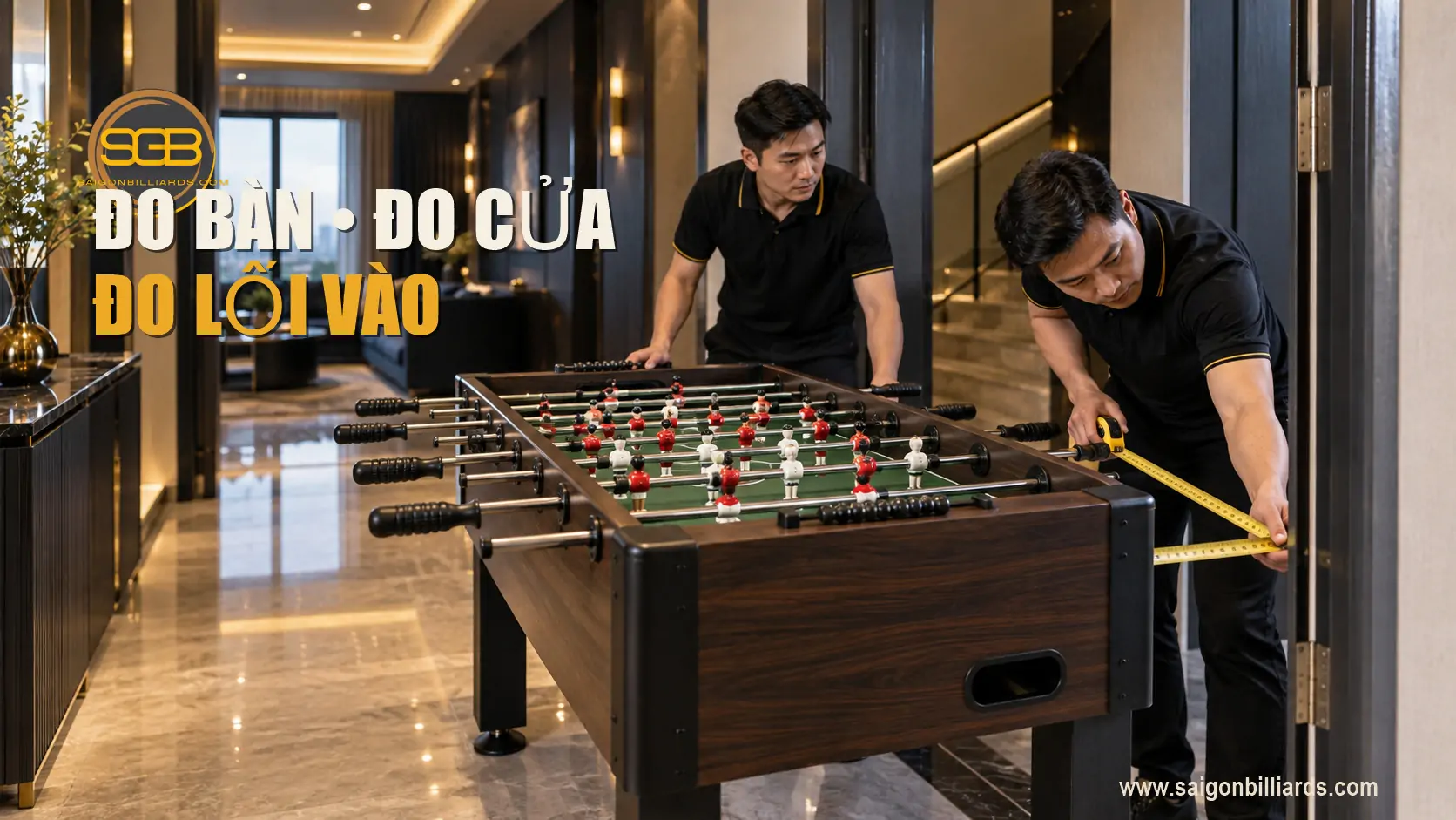 đo k&iacute;ch thước b&agrave;n bi lắc v&agrave; lối vận chuyển