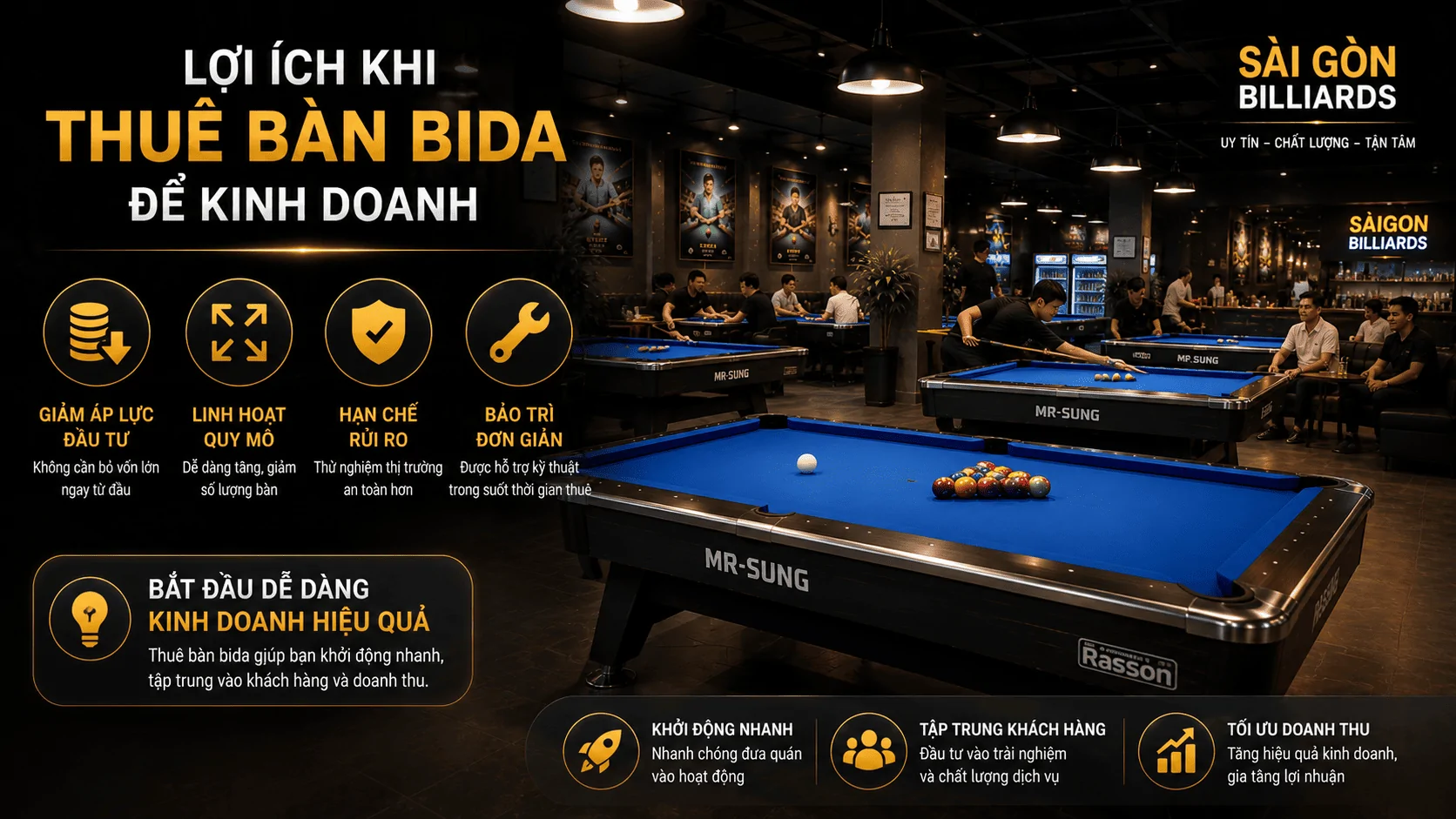 Lợi &iacute;ch khi thu&ecirc; b&agrave;n bida để kinh doanh