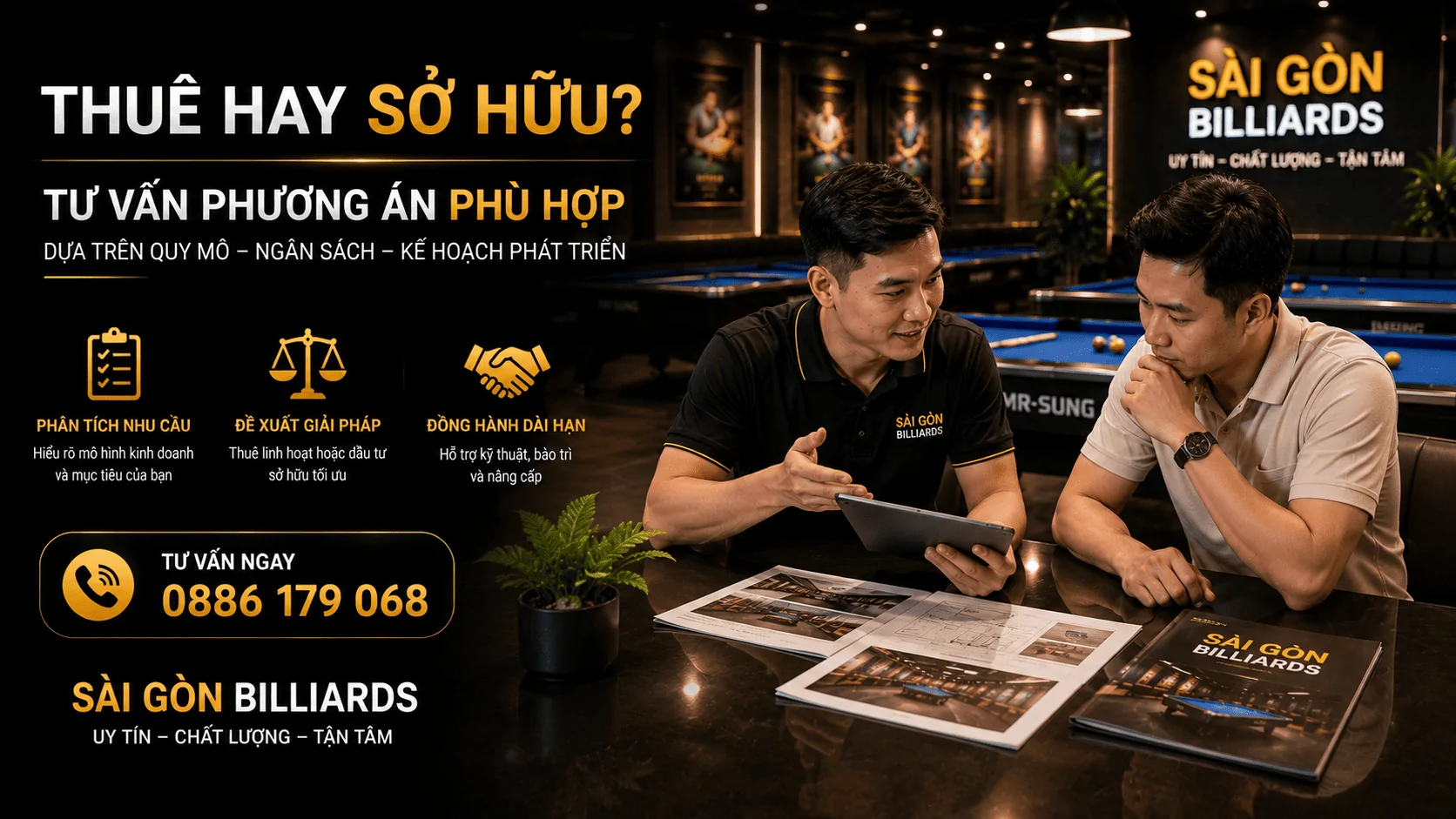 Tư vấn thu&ecirc; hay mua b&agrave;n bida ph&ugrave; hợp với m&ocirc; h&igrave;nh kinh doanh