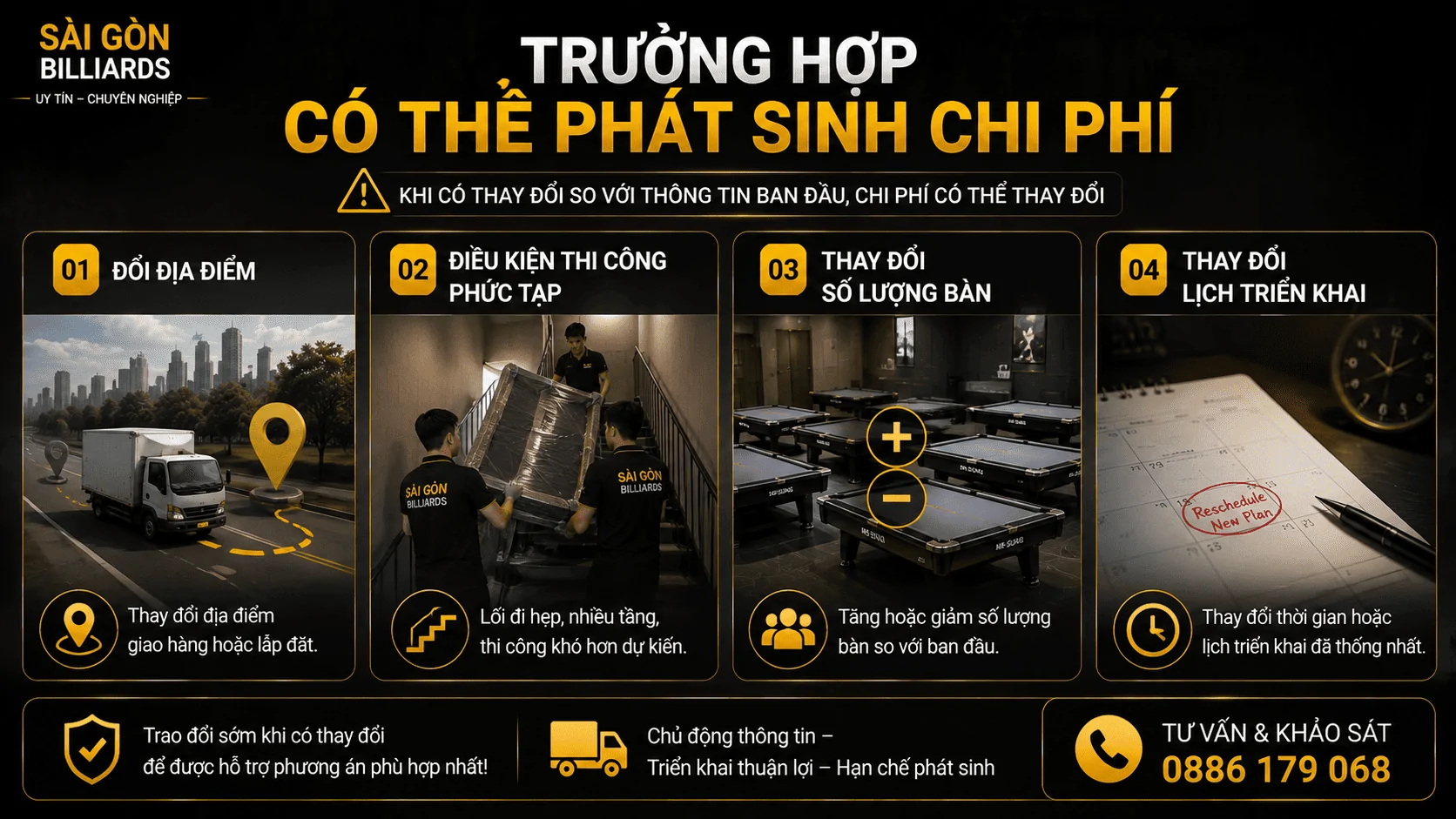 Trường hợp c&oacute; thể ph&aacute;t sinh chi ph&iacute; vận chuyển b&agrave;n bida