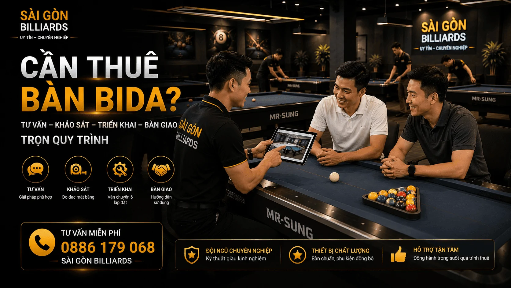 Tư vấn dịch vụ cho thu&ecirc; b&agrave;n bida