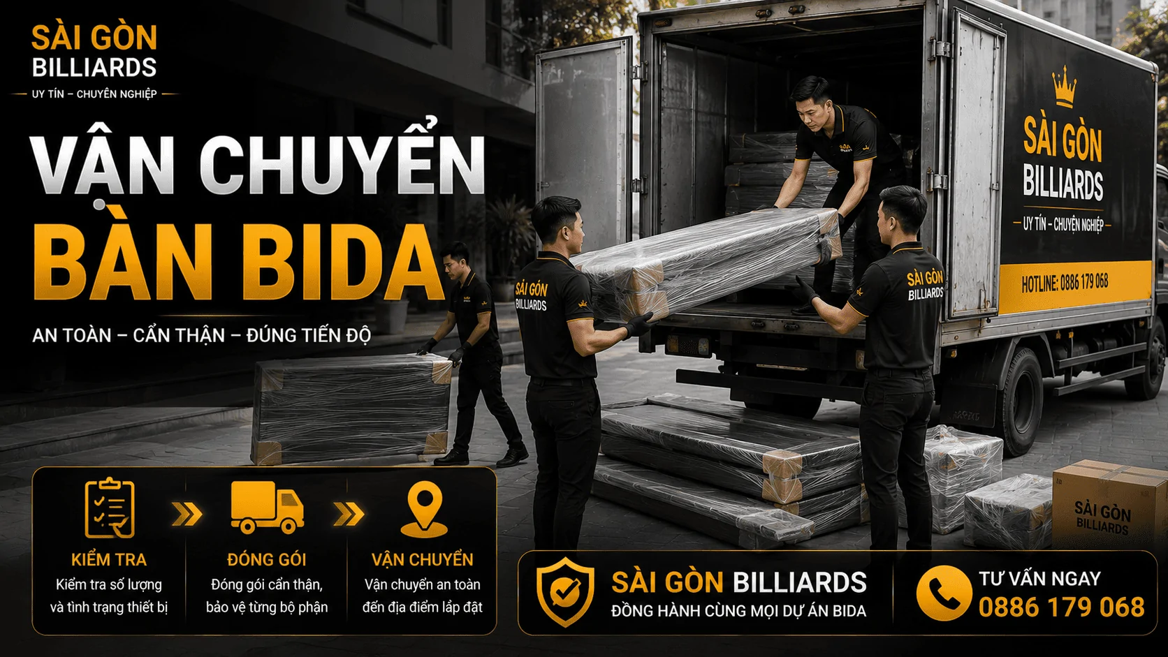 Vận chuyển b&agrave;n bida đến địa điểm lắp đặt