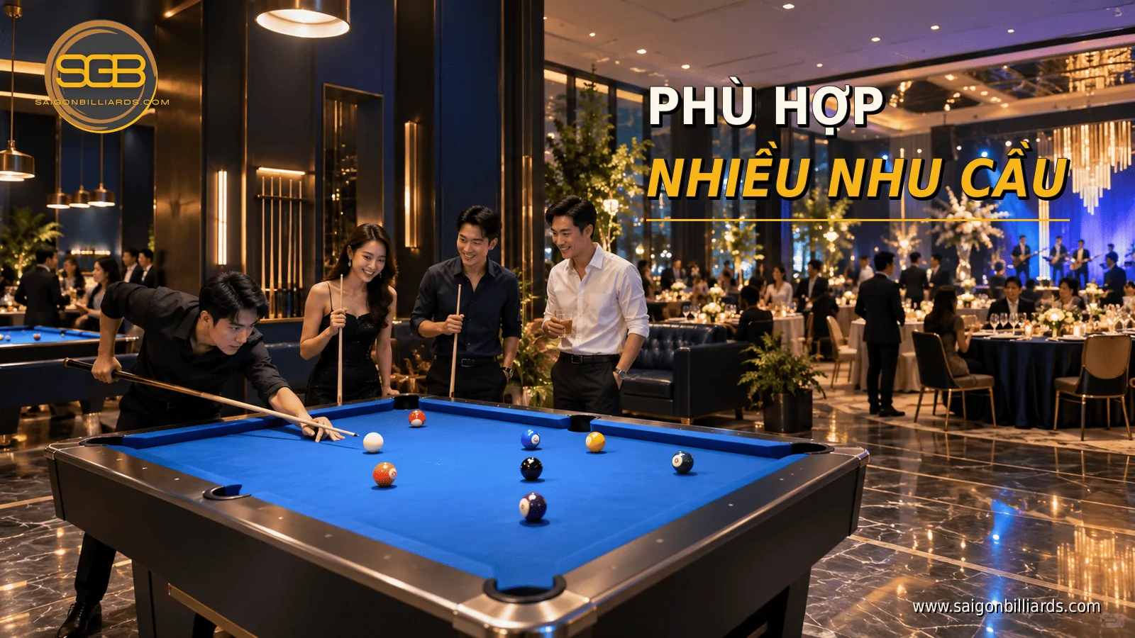kh&ocirc;ng gian kinh doanh v&agrave; sự kiện sử dụng b&agrave;n bida thu&ecirc; tại Đồng Nai