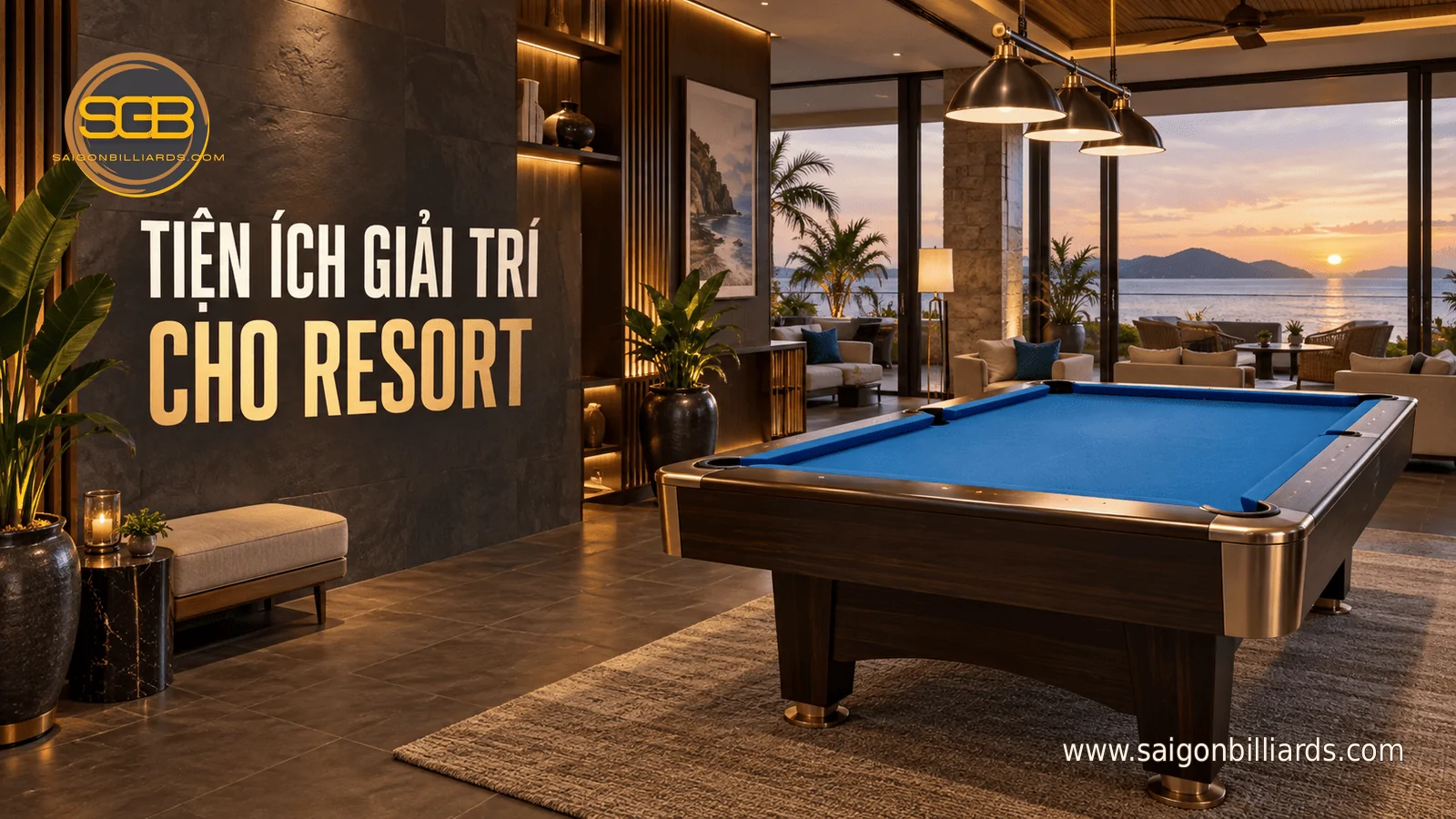 b&agrave;n pool s&aacute;u lỗ trong khu giải tr&iacute; minh họa thu&ecirc; b&agrave;n bida resort