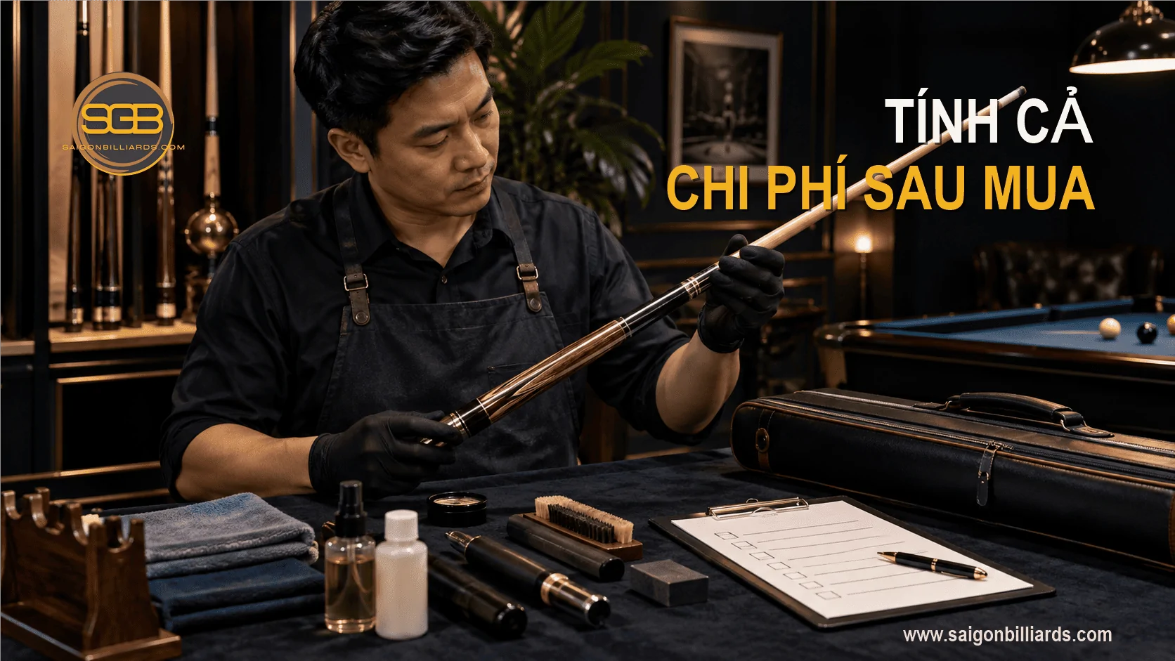 tổng chi ph&iacute; khi mua cơ bida cũ