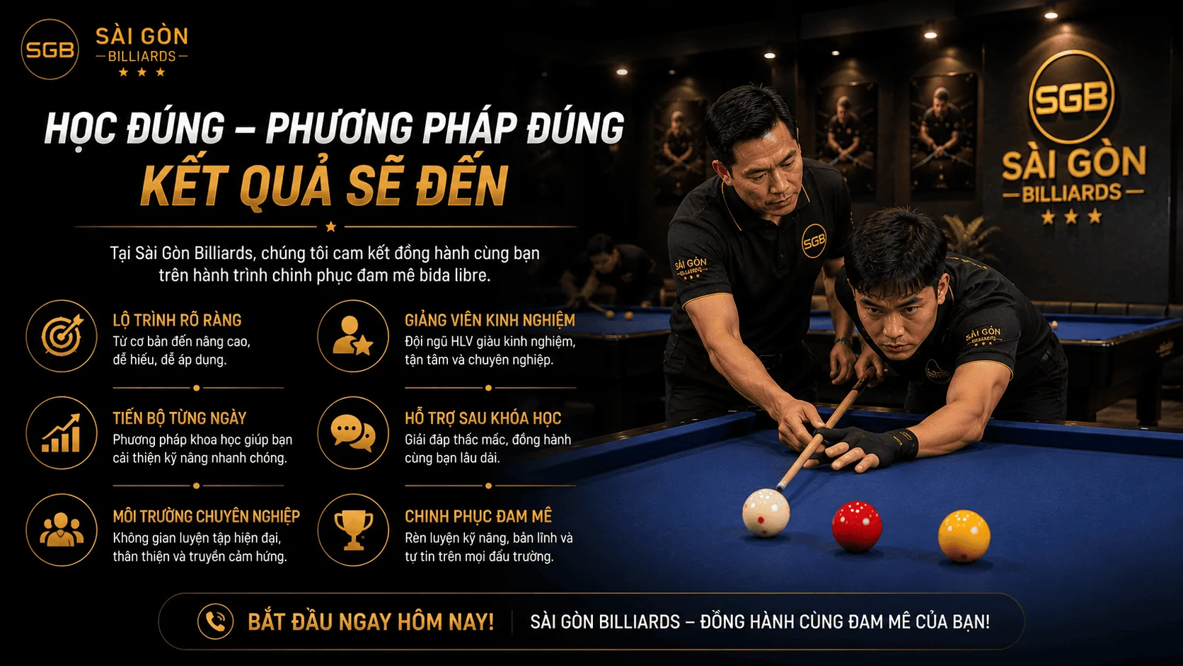 Đăng k&yacute; học Bida Libre tại S&agrave;i G&ograve;n Billiards