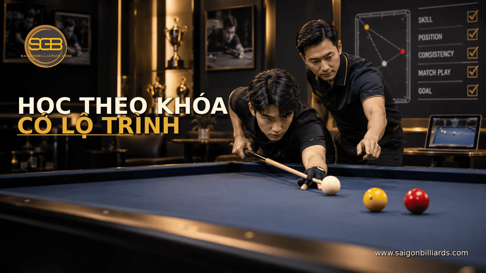kh&oacute;a học bida libre theo lộ tr&igrave;nh với huấn luyện vi&ecirc;n theo d&otilde;i tiến độ