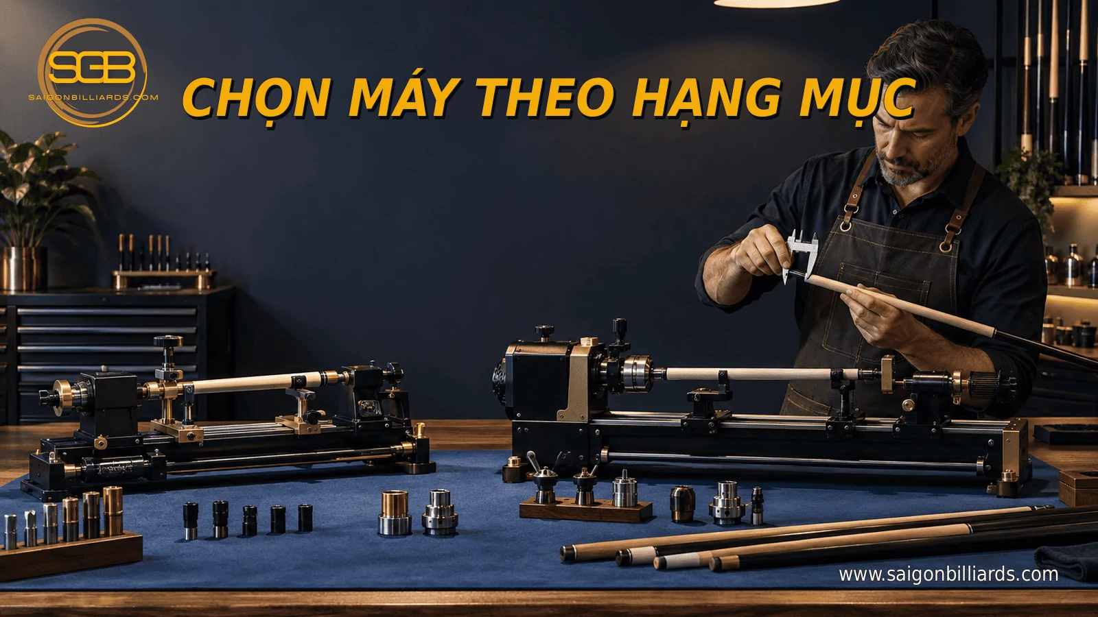 chọn m&aacute;y v&agrave; phụ kiện sửa cơ bida theo phạm vi c&ocirc;ng việc