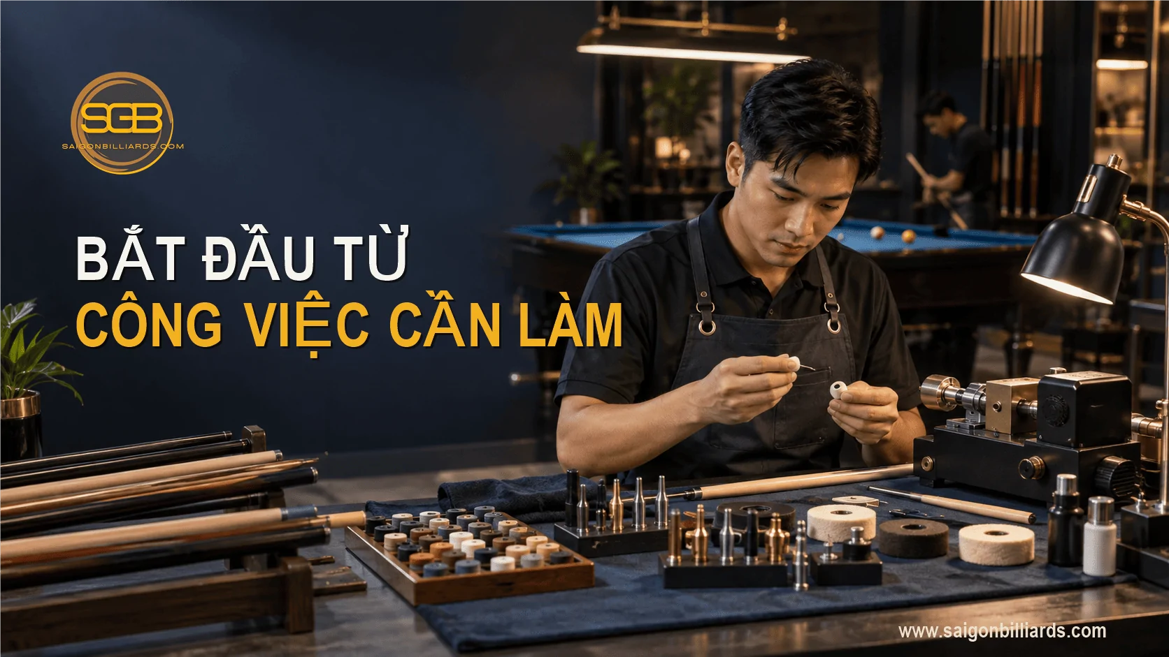 chọn m&aacute;y sửa cơ bida theo hạng mục thay đầu v&agrave; đ&aacute;nh b&oacute;ng ngọn