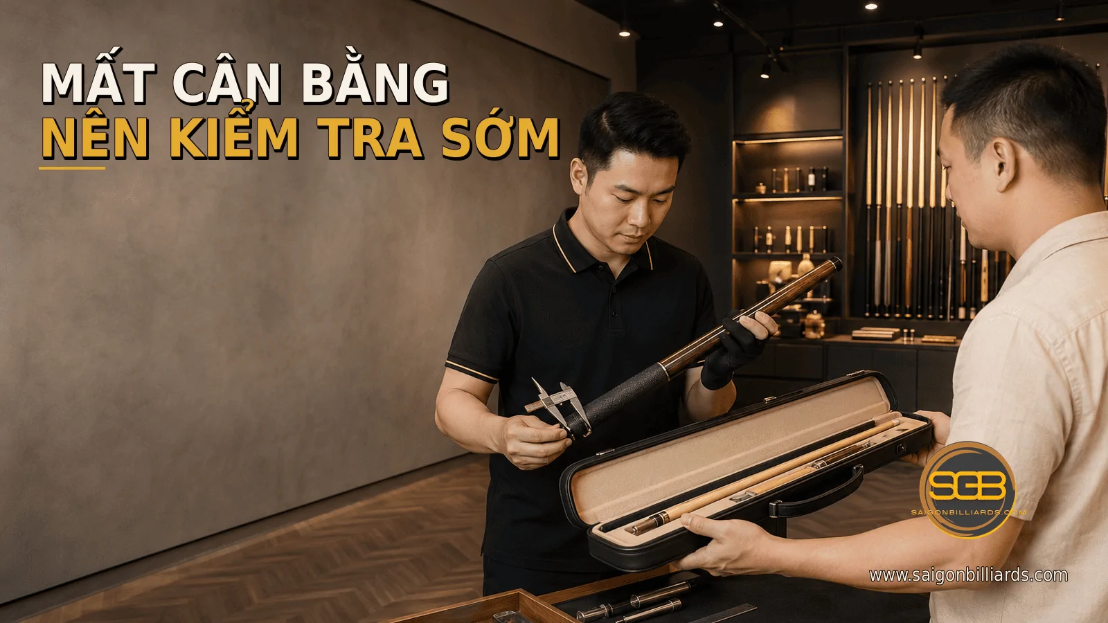 mang c&aacute;n cơ bida đi kiểm tra khi mất c&acirc;n bằng