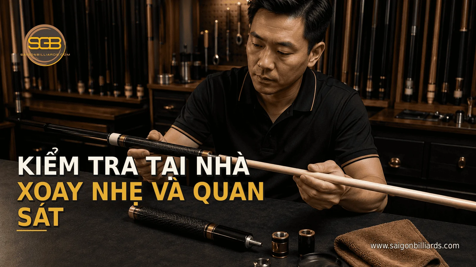 kiểm tra ren cơ bida tại nh&agrave; bằng c&aacute;ch xoay nhẹ